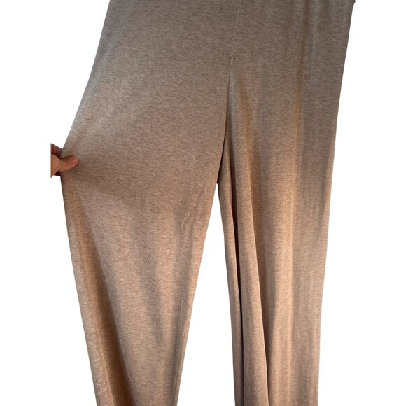 2/$30 ZARA Large Taupe Elastic Waist Wide Leg Silk Cotton Pants - Picture 7 of 14